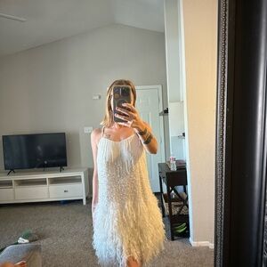 Elegant White Feather Dress